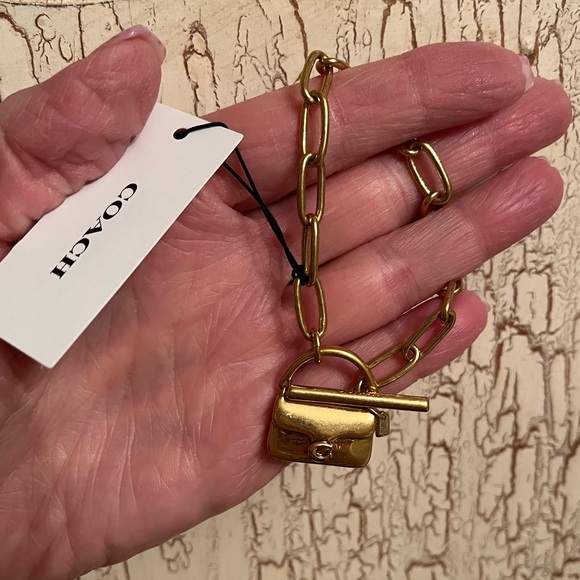 Coach Signature Tabby Mini Handbag Purse Bracelet - Gold tone Brass Toggle - Picture 7 of 8